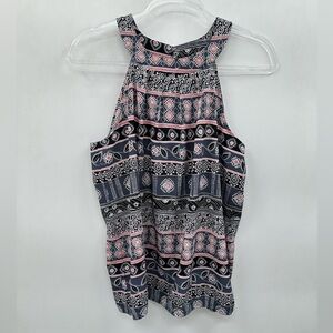 LOFT woman Grey-pink lightweight classic coastal grandma polyester tank NWT M